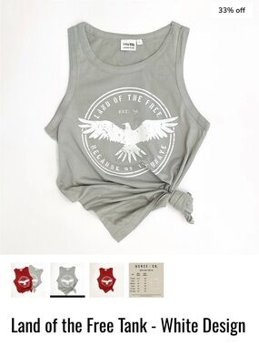 🇺🇸🇺🇸 Merce and Company Gray Graphic Eagle Tank Top - 'Land of the Free'